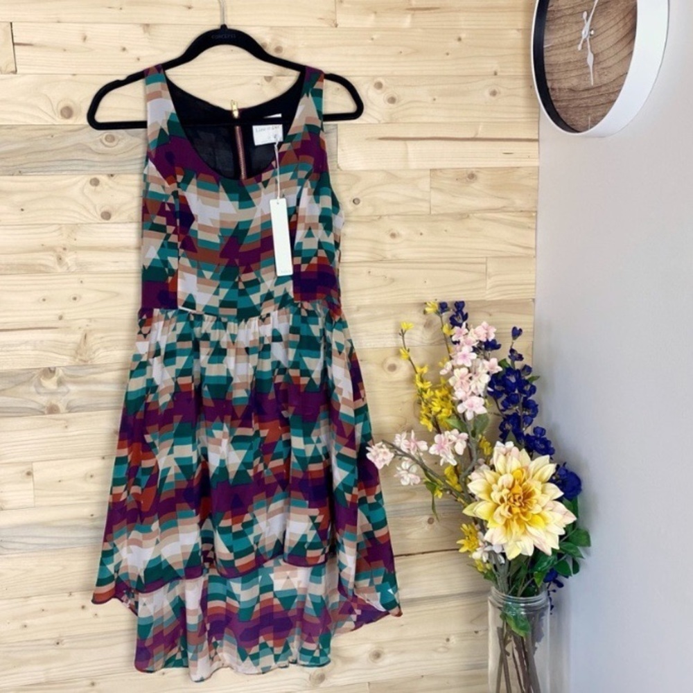 SOLD - Revolve | Line & Dot Geometric Print Silk Dress